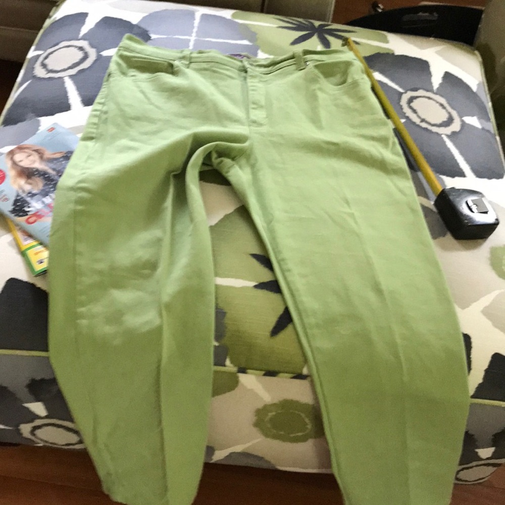 Beige and lime green jeans